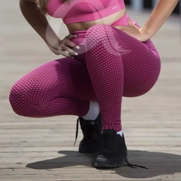 Comfy Forever Fushia Honeycomb TikTok leggings - Picture 2 of 5